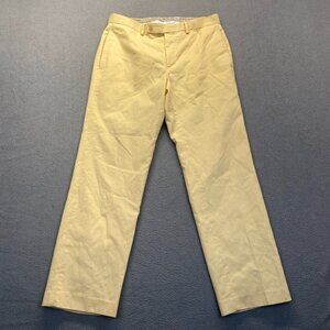 LAUREN Ralph Lauren Men's Yellow Lined Chino Pants, Size 32X30, Preppy,100% Cott